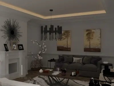 A wonderful living room made with 3ds max  3D model