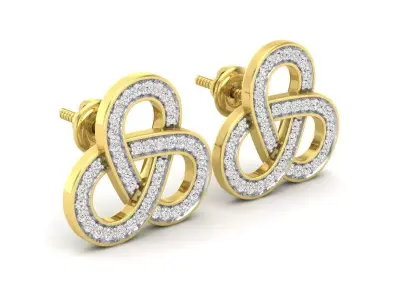 AV 703 Cognac Diamond Ladies Knot Stud Earrings 3D print model