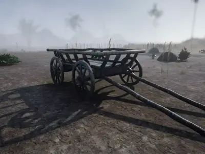 Old Cart Unreal Ready Low-poly 3D model