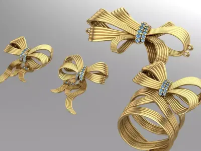 Half set of gold string bowtie 3D print model