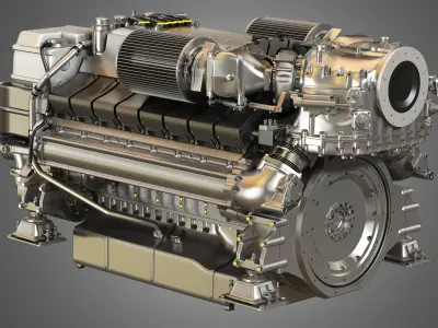  V16 2000 Engine - Yacht Turbo Engine 3D model
