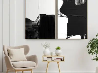 Plaster Two Photo Frame E-19 Low-poly 3D model