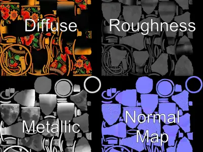 Decorative Floral Mug Model Pack Low-poly 3D model