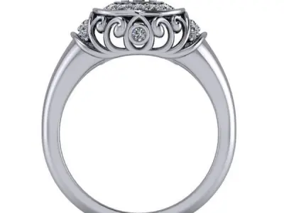 Vintage Antique style crafted details Halo ladies Ring 3D print model