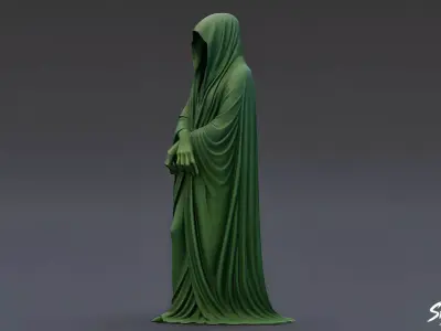 Ghost Statue Standing Arms Crossed Low-poly 3D model