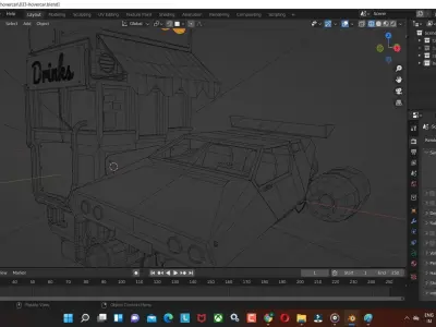 Cyberpunk Hover Car Game-Ready Low-poly 3D model Low-poly 3D model