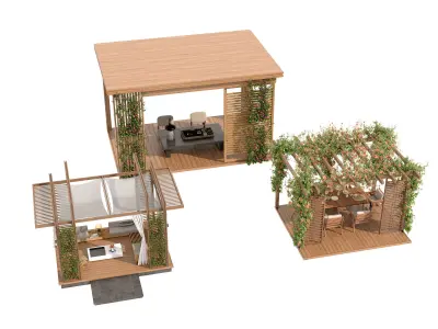 Pergolas collection table with flowers 3D model