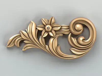 Carved decor horizontal 030 3D model