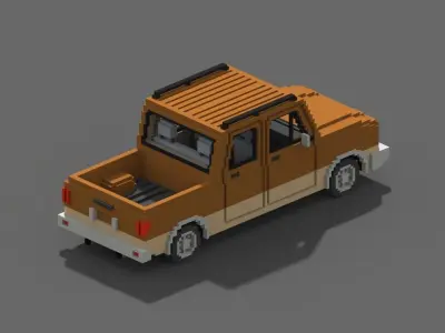 Voxel Long Pickup Low-poly 3D model