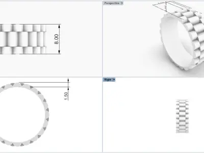 Rolls ring  8 mm  wide 3D print model