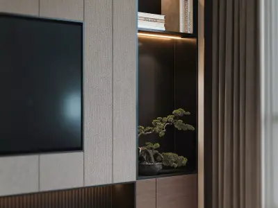 Modern Japanese Twin Hotel Bedroom Interior 3D model