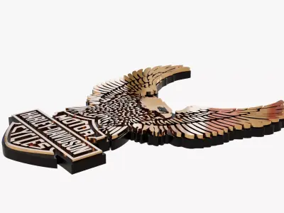 Harley Eagle Freedom Flight Motorcycle Badge 3D print model