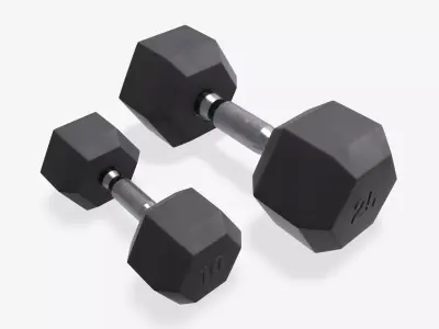 Hexagonal dumbbells rubberized 02 3D model
