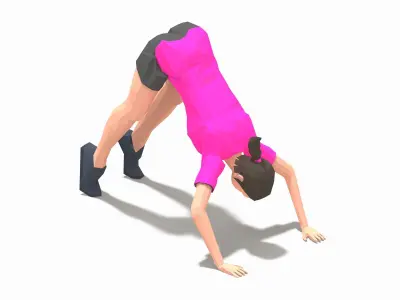 Pike Push Ups Exercise Woman Animation Low-poly 3D model