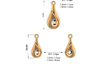 Swirl Drop Jewellery Set 3D print model