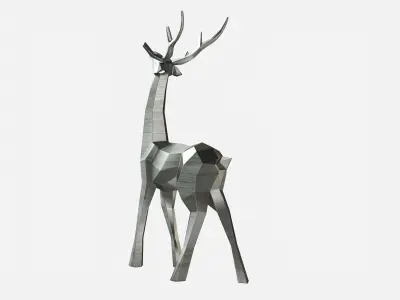 Reindeer 3D print model silver deer sculpture 3D print model