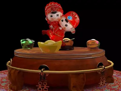 Chinese wedding couple  3D model