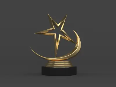 Gold Trophy Cups 3D model 15