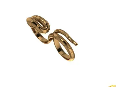 Golden silver double ring snake design ring 3D print model
