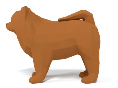 Low Poly Cartoon Chow Chow Dog Low-poly 3D model