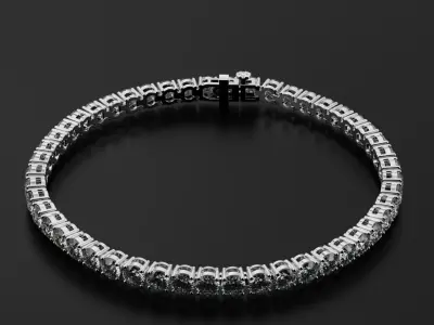 Tennic Braclet round gem 4mm 3D print model