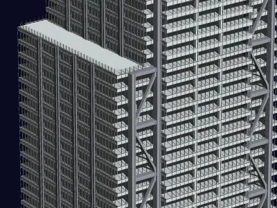 3 World Trade Center at 175 Greenwich Street Low-poly 3D model
