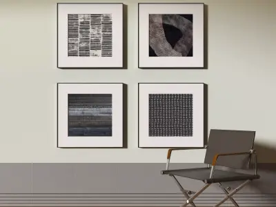 Minimalist Art Corner with Abstract Wall Frames 709 3D model