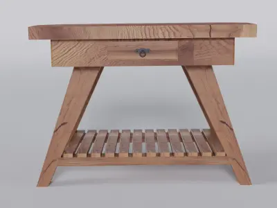 Wooden Console Table Free low-poly 3D model