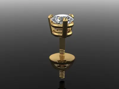 3 Prong Solitaire Earring Stud Basket 3mm50 3D print model