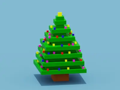 Voxel Christmas Tree Low-poly 3D model