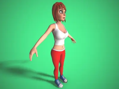 cartoon girl rigged Low-poly 3D model