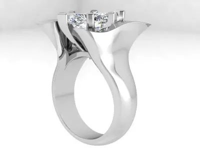 Marquise Solitaire Ring 3858 3D print model