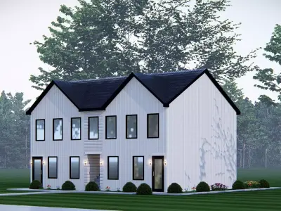 Contemporary Duplex Residential Building Architectural 3D model