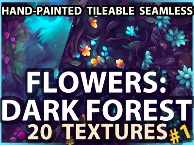 Dark Forest Flowers -- 20 TEXTURES -- Hand-painted ---PACK 1--- Texture