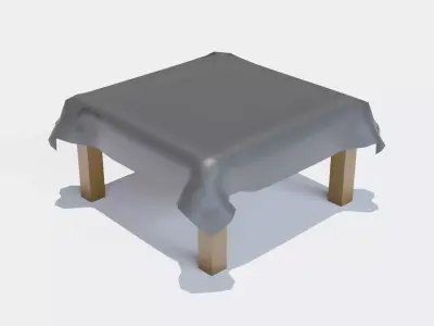Low poly table with cloth covering it Free low-poly 3D model