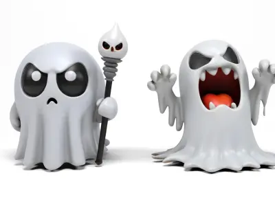 Little ghosts 2 Low-poly 3D model