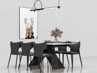 Modern Dining Table Set with 8 Chairs 3D model