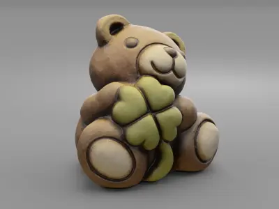 Ceramic Teddy bear quadrifoglio Low-poly 3D model