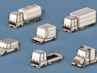Cartoon Transport Cars Low-poly 3D model
