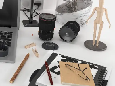 workplace decorative set - home office 3D model