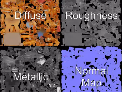 Intricate Brass Gear model pack Low-poly 3D model