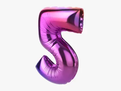 Foil balloon number five 5 3D model