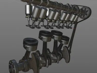 Animated L4 Engine Cylinders 3D model