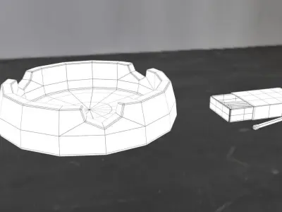Ashtray and Matchbox 3D model