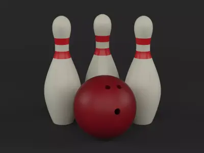 Bowling Ball and Pins 3D model
