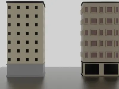 2 Small Buildings Low-poly 3D model