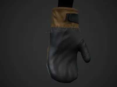 Brown And Black Snowboard Gloves  Low-poly 3D model
