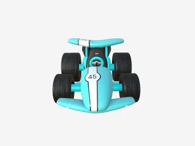 Cartoon Kart A08 Light Blue - Vehicle Racing Design Low-poly 3D model