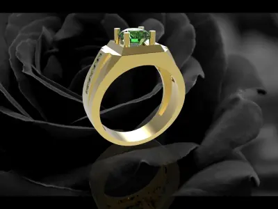 Luxury Emerald Men Ring 3D Model 649 3D print model