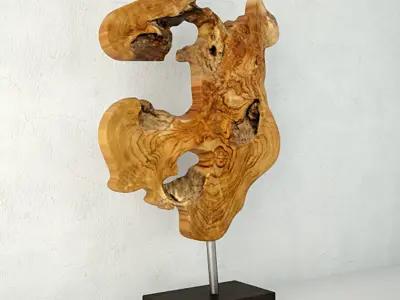 Teak Wood Table Top Decoration 3D model